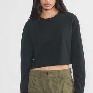 Aritzia Sunday Best Baby Longsleeve Black Relaxed Baggy Waffle-Knit •Size Small